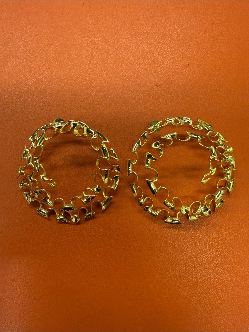 Gold Linked Circle Hoop Earrings - Women Jewelry